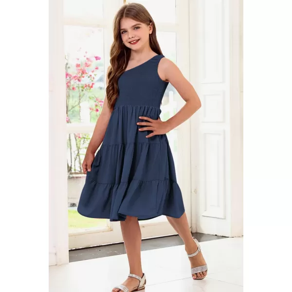 blibean Tween Girls One-Shoulder Dresses Size 6-15 Years Old