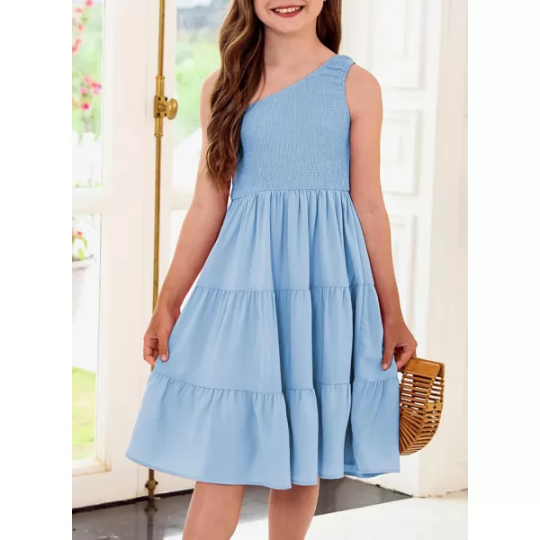 blibean Tween Girls One-Shoulder Dresses Size 6-15 Years Old