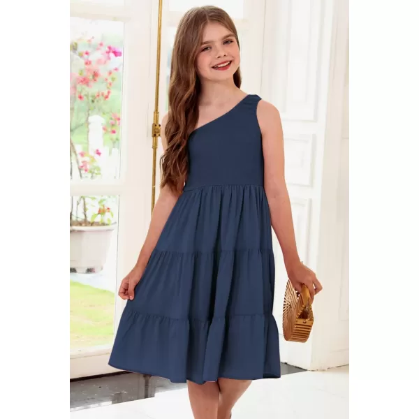 blibean Tween Girls One-Shoulder Dresses Size 6-15 Years Old