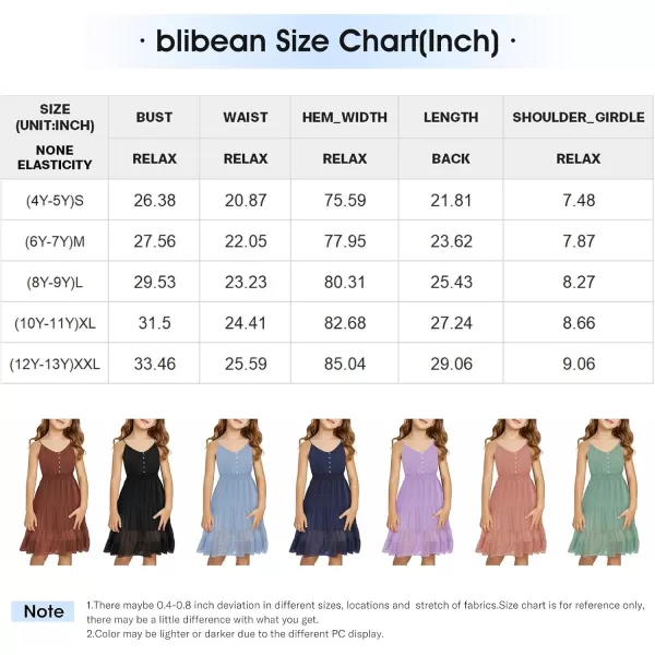blibean Tween Girls Sundress Adjustable Strap Dress Size 4-13 Years