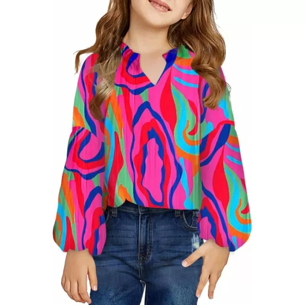 blibean Girl Flower Bell Sleeve Blouse Floral Fall Tops 4-15 Years