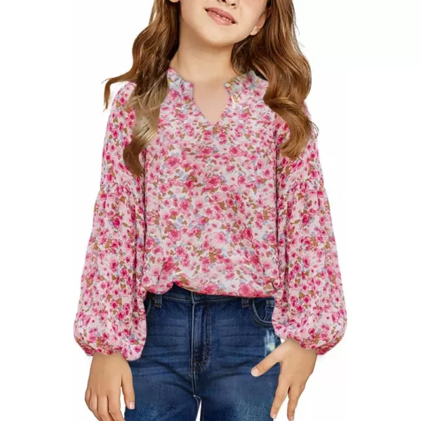 blibean Girl Flower Bell Sleeve Blouse Floral Fall Tops 4-15 Years