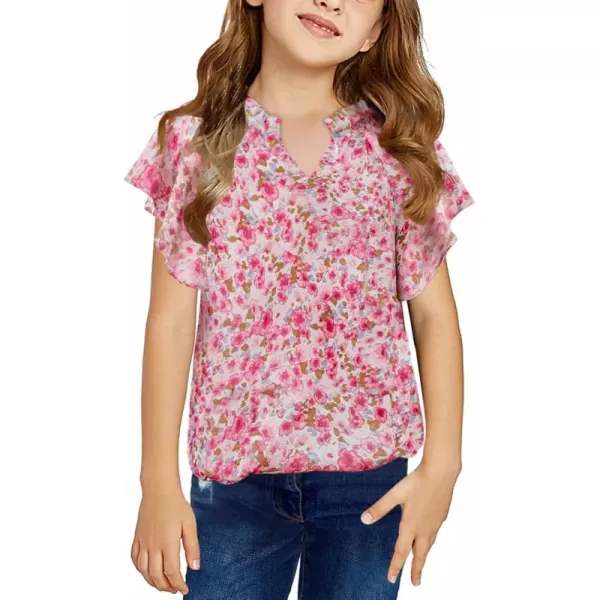 blibean Girl Flower Bell Sleeve Blouse Floral Fall Tops 4-15 Years