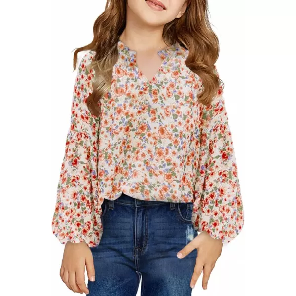 blibean Girl Flower Bell Sleeve Blouse Floral Fall Tops 4-15 Years