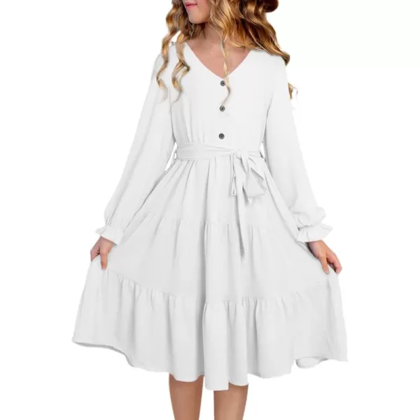 blibean Girl Long Sleeve Dresses Tween Ruffled Tunic Dress with Belt Size 6-15 Years