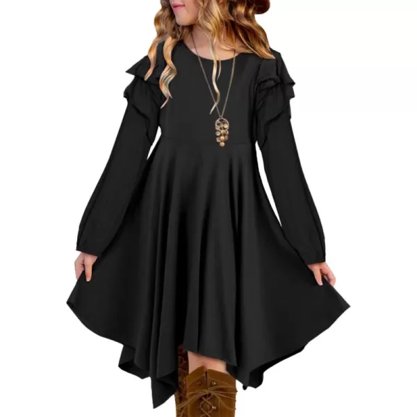 blibean Girl Long Sleeve High Low Dresses Tween Cute Swing Dress Size 6-15 Years
