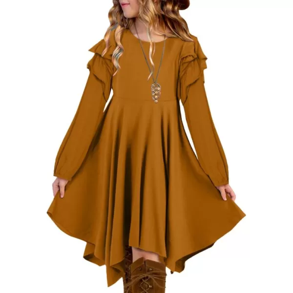 blibean Girl Long Sleeve High Low Dresses Tween Cute Swing Dress Size 6-15 Years