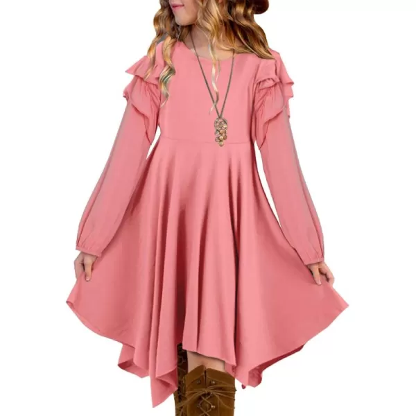 blibean Girl Long Sleeve High Low Dresses Tween Cute Swing Dress Size 6-15 Years