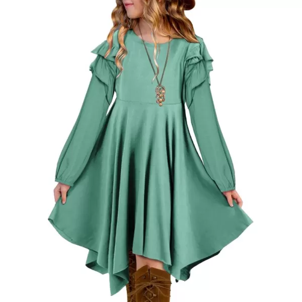blibean Girl Long Sleeve High Low Dresses Tween Cute Swing Dress Size 6-15 Years