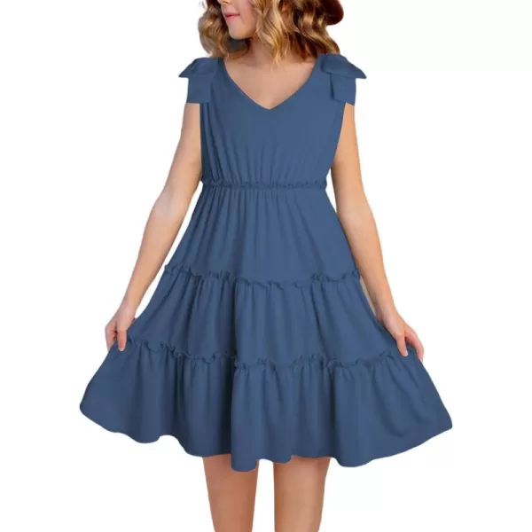 blibean Girls Boho Bow Strap Sleeveless Dress Kid Tiered Sundress Size 6-15 Years