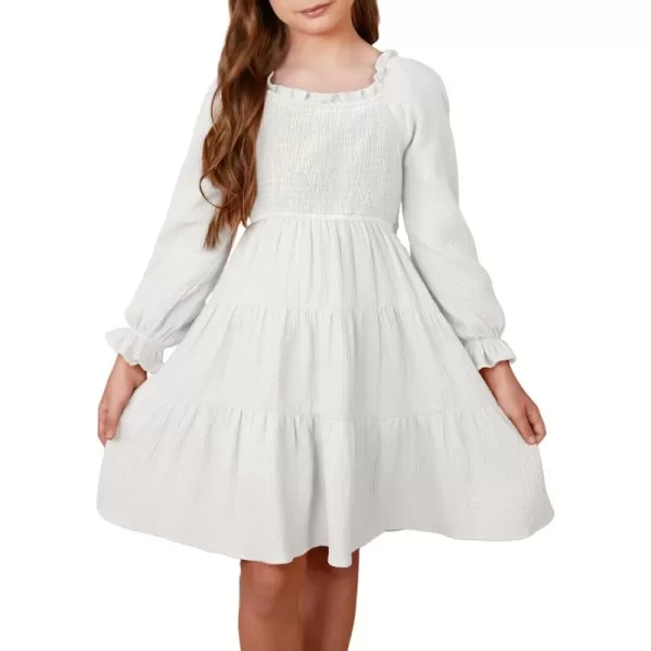 blibean Girls Cotton Long Sleeve Dresses Ruffled Boho Tiered Dress Size 6-15 Years