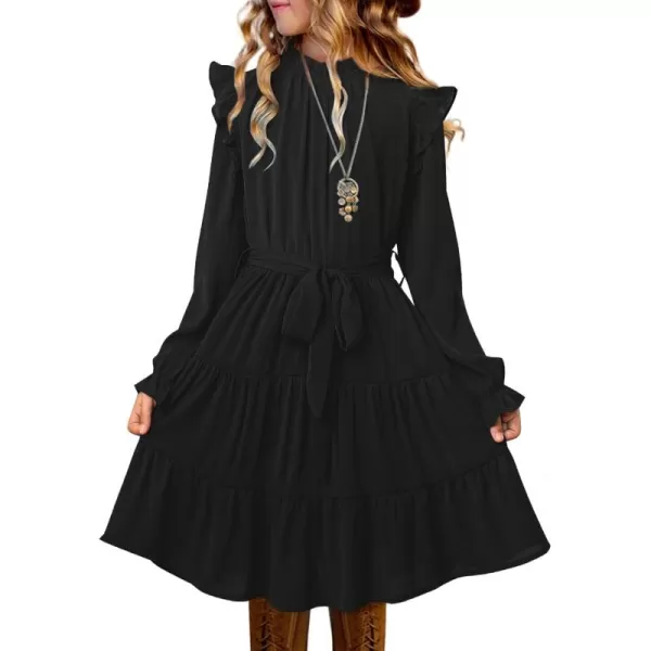blibean Girls Fall Dresses Kids Girl Maxi Ruffle Long Sleeve Dress Size 4-15 Years