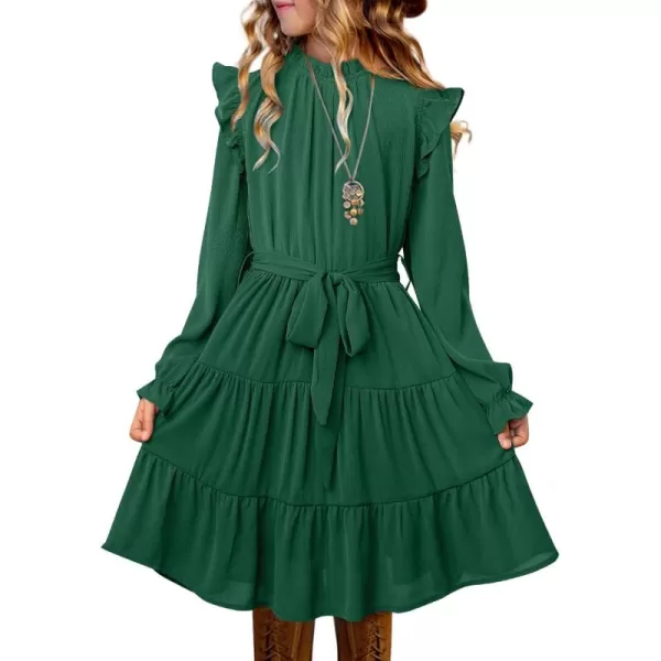 blibean Girls Fall Dresses Kids Girl Maxi Ruffle Long Sleeve Dress Size 4-15 Years