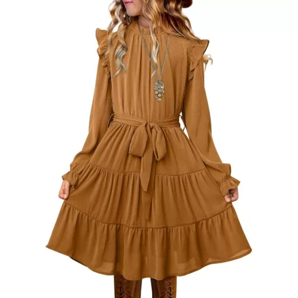 blibean Girls Fall Dresses Kids Girl Maxi Ruffle Long Sleeve Dress Size 4-15 Years