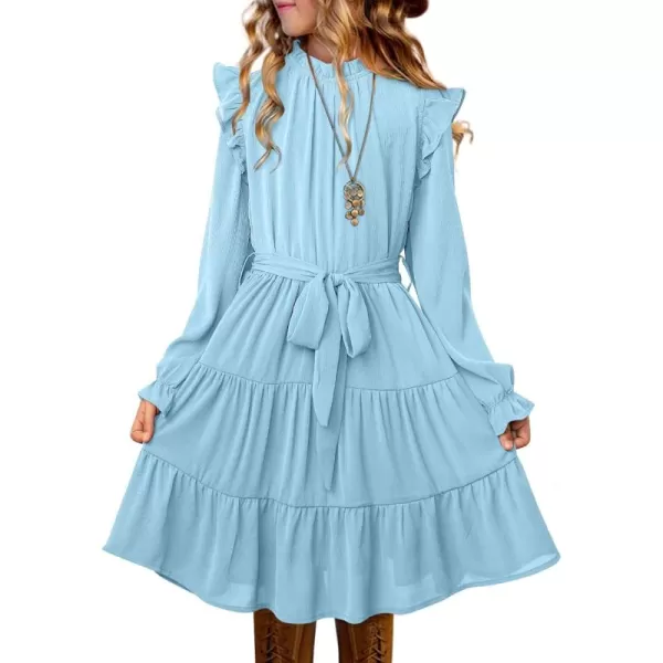blibean Girls Fall Dresses Kids Girl Maxi Ruffle Long Sleeve Dress Size 4-15 Years
