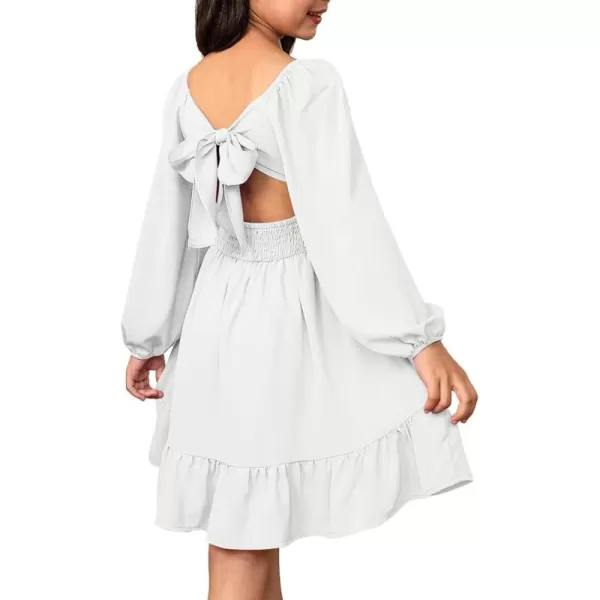 blibean Girls Long Sleeve Tie Back Dress Tween Fall Off Shoulder Dress Size 6-15 Years