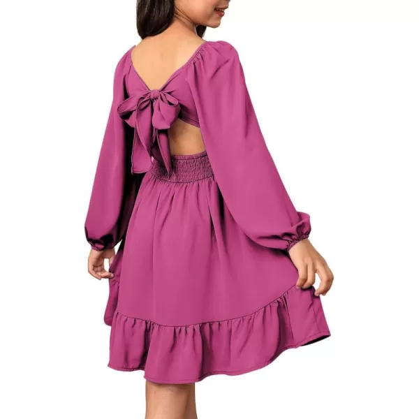 blibean Girls Long Sleeve Tie Back Dress Tween Fall Off Shoulder Dress Size 6-15 Years