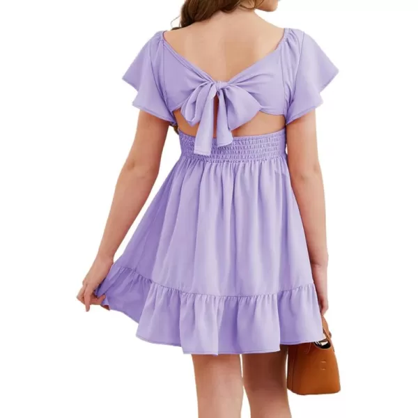 blibean Girls Summer Tie Back Dress Tween Kids Off Shoulder Dresses Size 4-13 Years