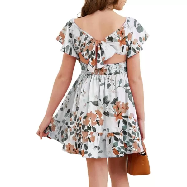 blibean Girls Summer Tie Back Dress Tween Kids Off Shoulder Dresses Size 4-13 Years