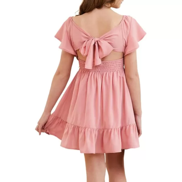 blibean Girls Summer Tie Back Dress Tween Kids Off Shoulder Dresses Size 4-13 Years