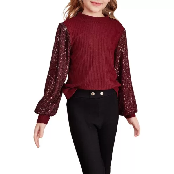 blibean Teen Girls Fall Sparkly Sequin Bloues Kids Glitter Long Sleeve Shirts Size 6-15 Years