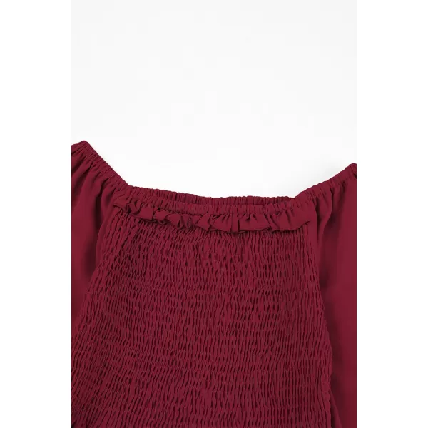 blibean Big Girl Fall Tops Youth Kid Lantern Long Sleeve Shirt Smocked Blouse Ruffle Outfit Tween Girls Boho Fancy Clothes Size 10-12 Years Old Red