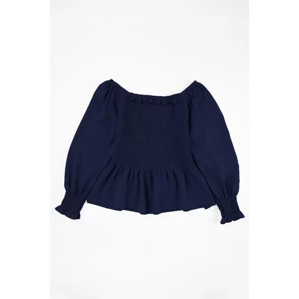 blibean Big Girl Fall Tops Youth Kid Lantern Long Sleeve Shirt Smocked Blouse Ruffle Outfit Tween Girls Boho Fancy Clothes Size 12-14 Years Old Blue