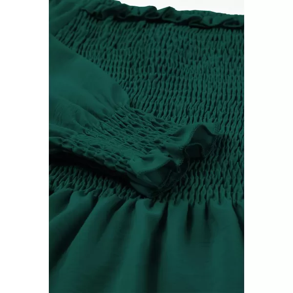blibean Big Girl Fall Tops Youth Kid Lantern Long Sleeve Shirt Smocked Blouse Ruffle Outfit Tween Girls Boho Fancy Clothes Size 12-14 Years Old Green