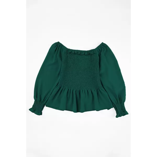 blibean Big Girl Fall Tops Youth Kid Lantern Long Sleeve Shirt Smocked Blouse Ruffle Outfit Tween Girls Boho Fancy Clothes Size 12-14 Years Old Green