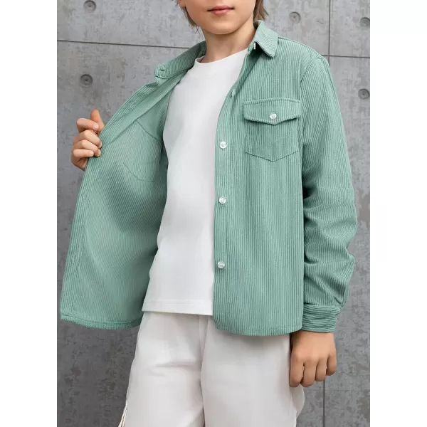 blibean Boy Corduroy Long Sleeve Shirt Shacket with Pockets Size 6-15 Years Old
