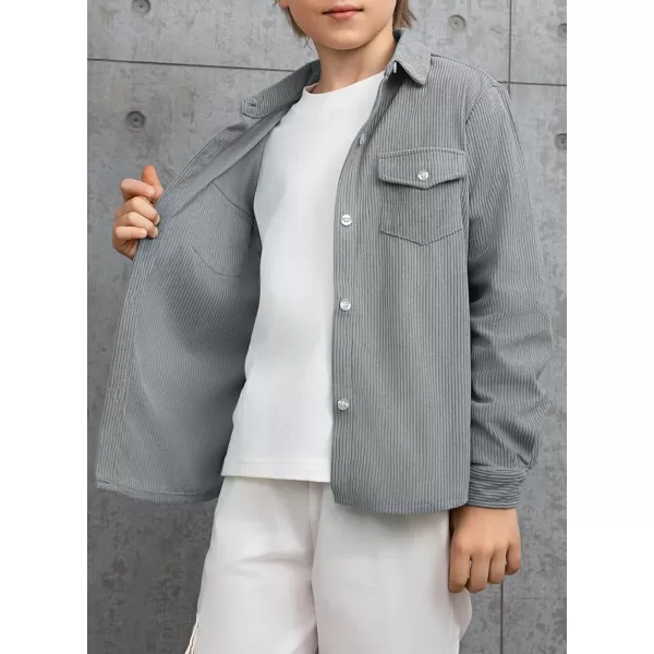 blibean Boy Corduroy Long Sleeve Shirt Shacket with Pockets Size 6-15 Years Old