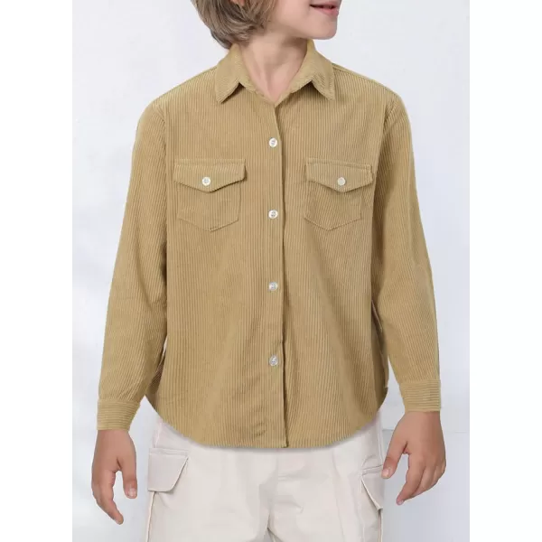 blibean Boy Corduroy Long Sleeve Shirt Shacket with Pockets Size 6-15 Years Old