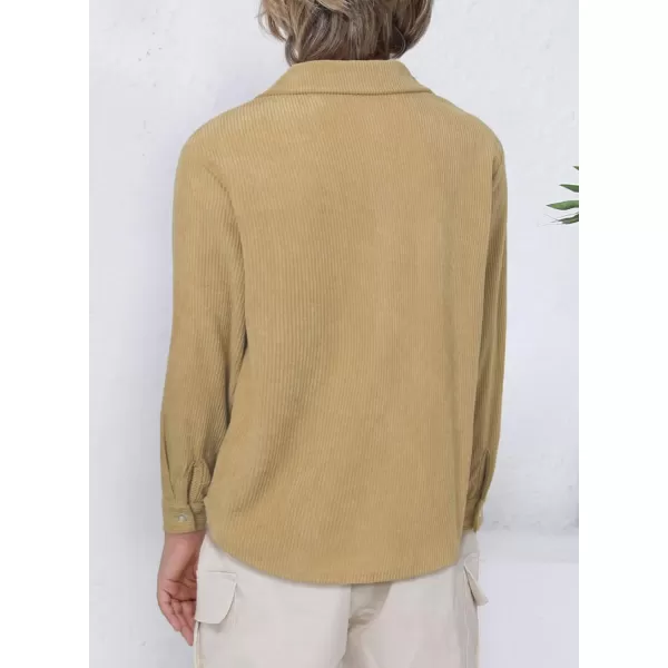 blibean Boy Corduroy Long Sleeve Shirt Shacket with Pockets Size 6-15 Years Old