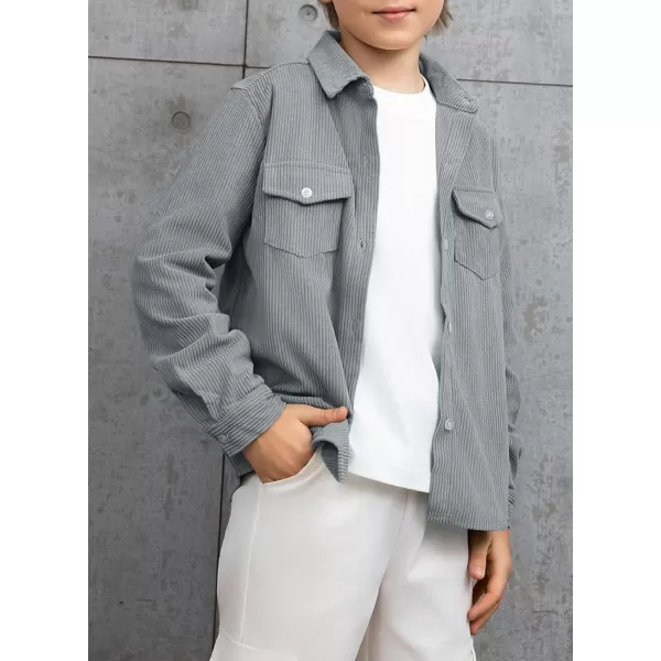 blibean Boy Corduroy Long Sleeve Shirt Shacket with Pockets Size 6-15 Years Old