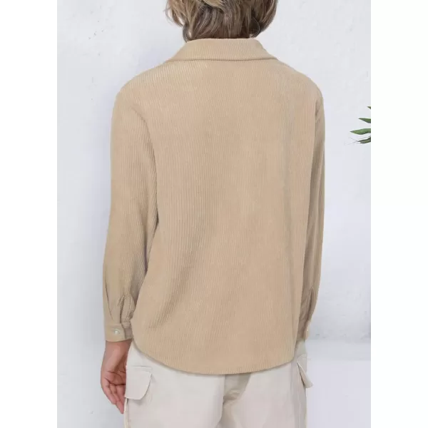 blibean Boy Corduroy Long Sleeve Shirt Shacket with Pockets Size 6-15 Years Old