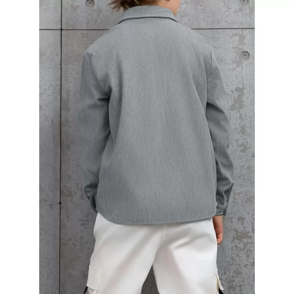 blibean Boy Corduroy Long Sleeve Shirt Shacket with Pockets Size 6-15 Years Old