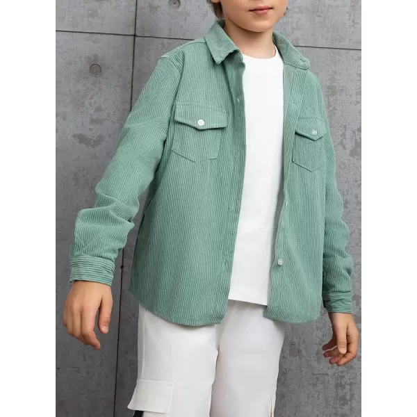 blibean Boy Corduroy Long Sleeve Shirt Shacket with Pockets Size 6-15 Years Old
