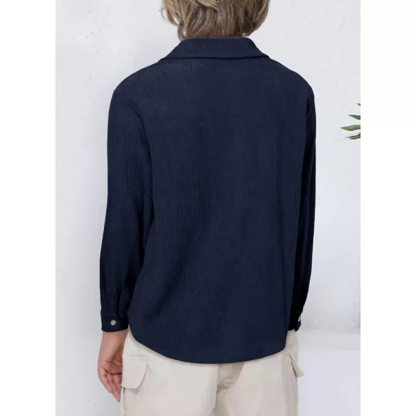 blibean Boy Corduroy Long Sleeve Shirt Shacket with Pockets Size 6-15 Years Old