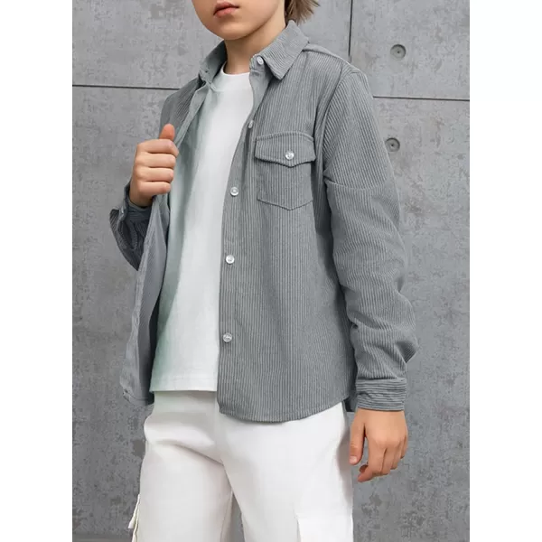 blibean Boy Corduroy Long Sleeve Shirt Shacket with Pockets Size 6-15 Years Old