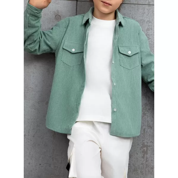 blibean Boy Corduroy Long Sleeve Shirt Shacket with Pockets Size 6-15 Years Old