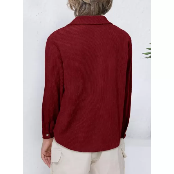 blibean Boy Corduroy Long Sleeve Shirt Shacket with Pockets Size 6-15 Years Old