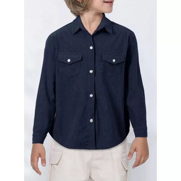 blibean Boy Corduroy Long Sleeve Shirt Shacket with Pockets Size 6-15 Years Old