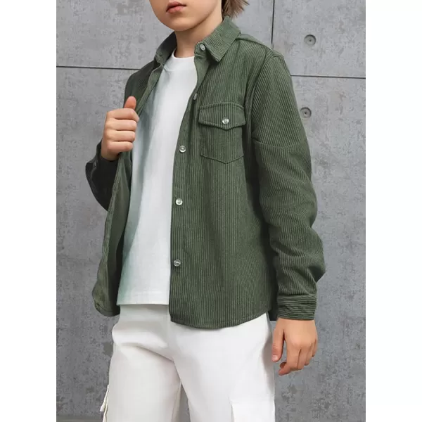 blibean Boy Corduroy Long Sleeve Shirt Shacket with Pockets Size 6-15 Years Old