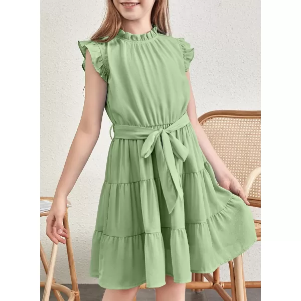 blibean Tween Girls Elegant Dresses Kids Summer Ruffle Sleeve Dress Size 4-15 Years Old