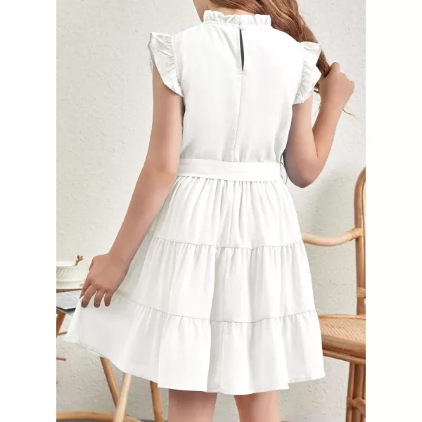 blibean Tween Girls Elegant Dresses Kids Summer Ruffle Sleeve Dress Size 4-15 Years Old
