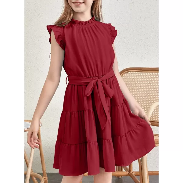 blibean Tween Girls Elegant Dresses Kids Summer Ruffle Sleeve Dress Size 4-15 Years Old