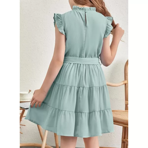 blibean Tween Girls Elegant Dresses Kids Summer Ruffle Sleeve Dress Size 4-15 Years Old