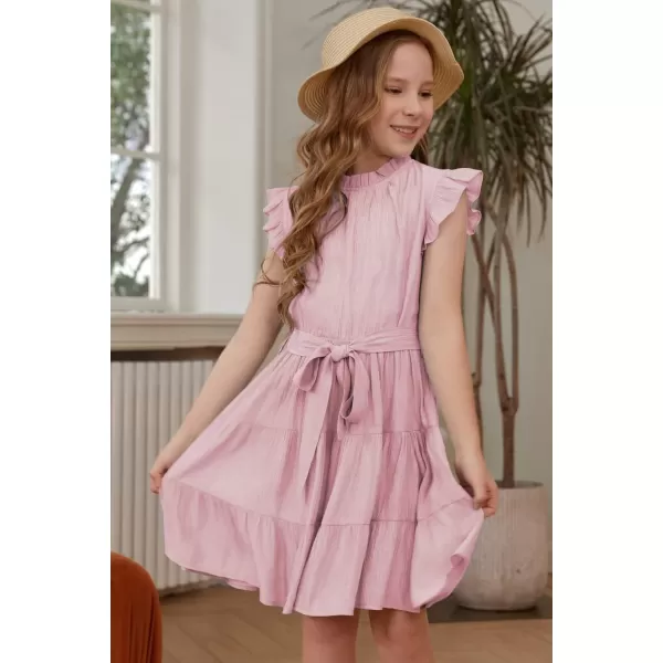 blibean Tween Girls Elegant Dresses Kids Summer Ruffle Sleeve Dress Size 4-15 Years Old