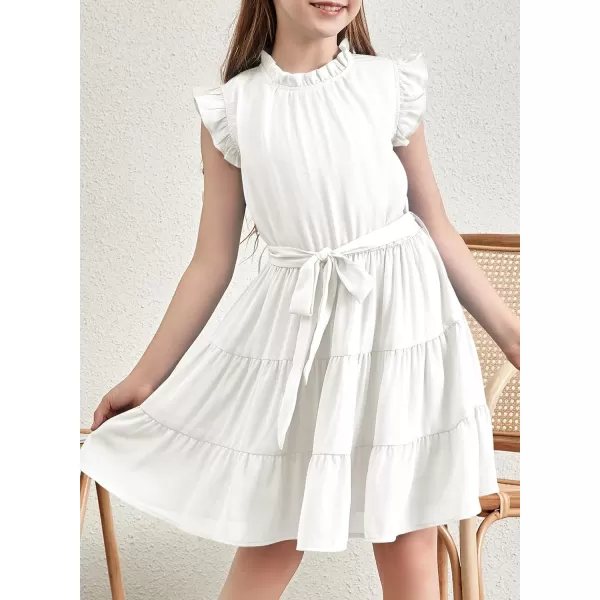 blibean Tween Girls Elegant Dresses Kids Summer Ruffle Sleeve Dress Size 4-15 Years Old
