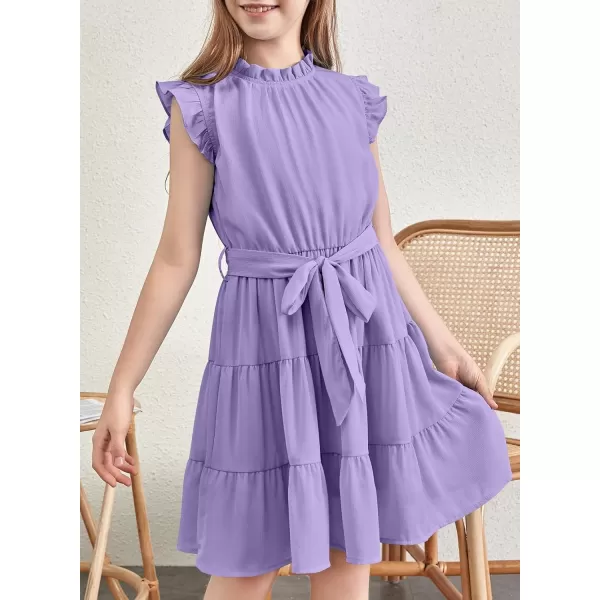 blibean Tween Girls Elegant Dresses Kids Summer Ruffle Sleeve Dress Size 4-15 Years Old